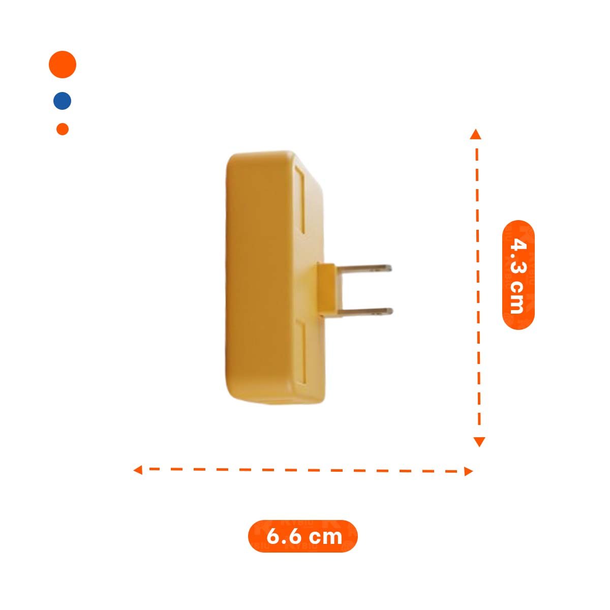 EXTENSOR TRIPLE DE ENCHUFE NARANJA PORTATIL 6,6X4,3CM PARA USO DIARIO Y+REGALO STICKER - 4