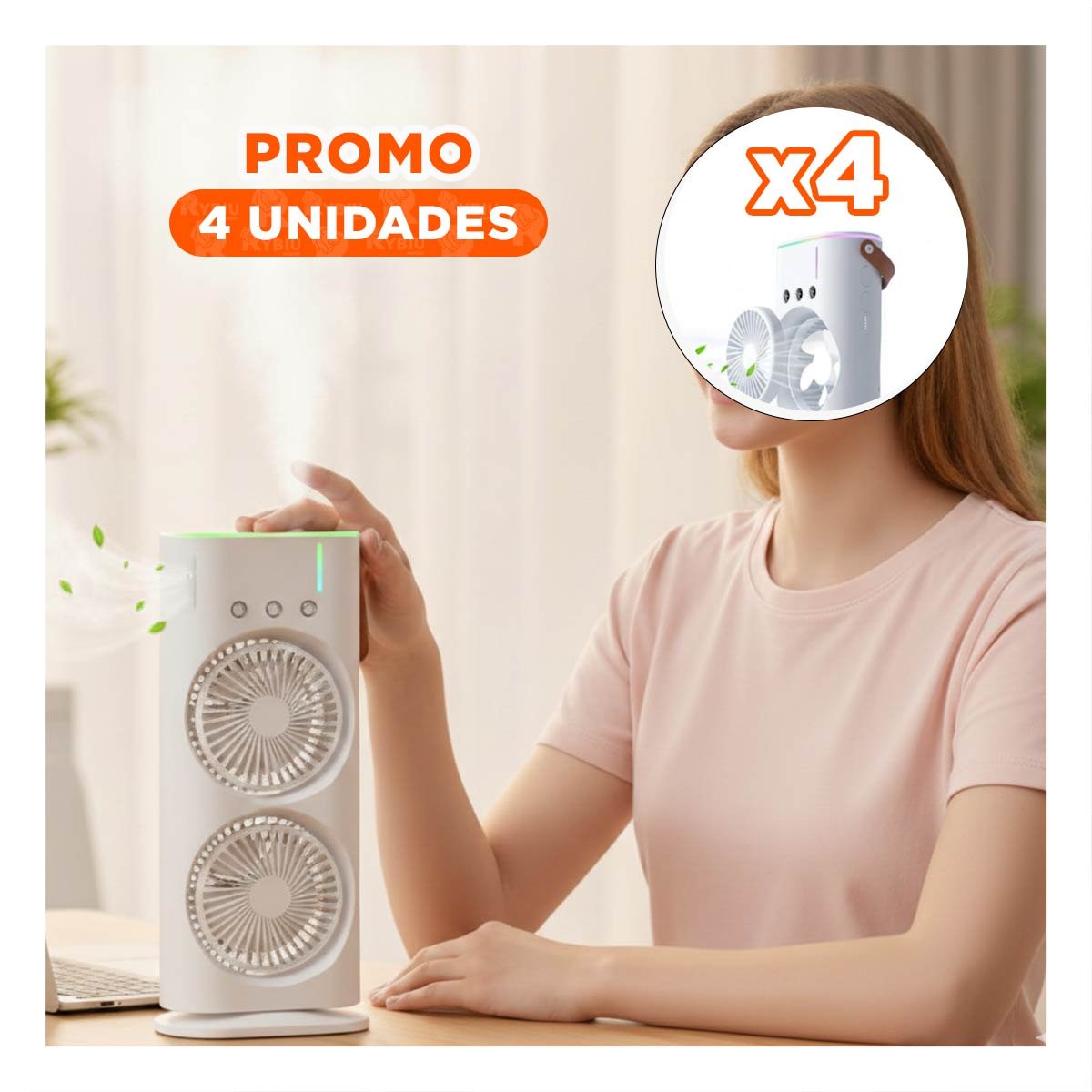 PACK4 CLIMATIZADOR HUMIFICADOR PARA ESPACIO INTERIOR CON 2 VENTILADORES BLANCO - 1