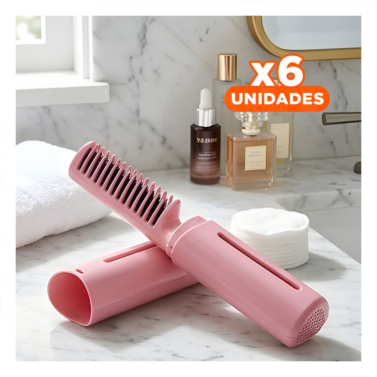 PACK6 MOLDEADOR ROSADO 2 EN 1 INALAMBRICO PARA CABELLO LIGERO Y PEINADOS Y+REGALO STICKER - 1
