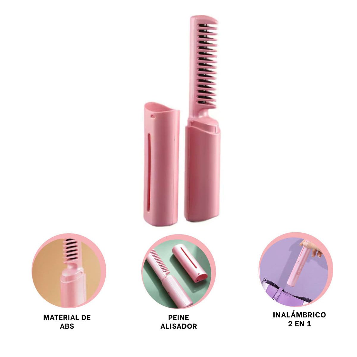 PACK6 MOLDEADOR ROSADO 2 EN 1 INALAMBRICO PARA CABELLO LIGERO Y PEINADOS Y+REGALO STICKER - 2