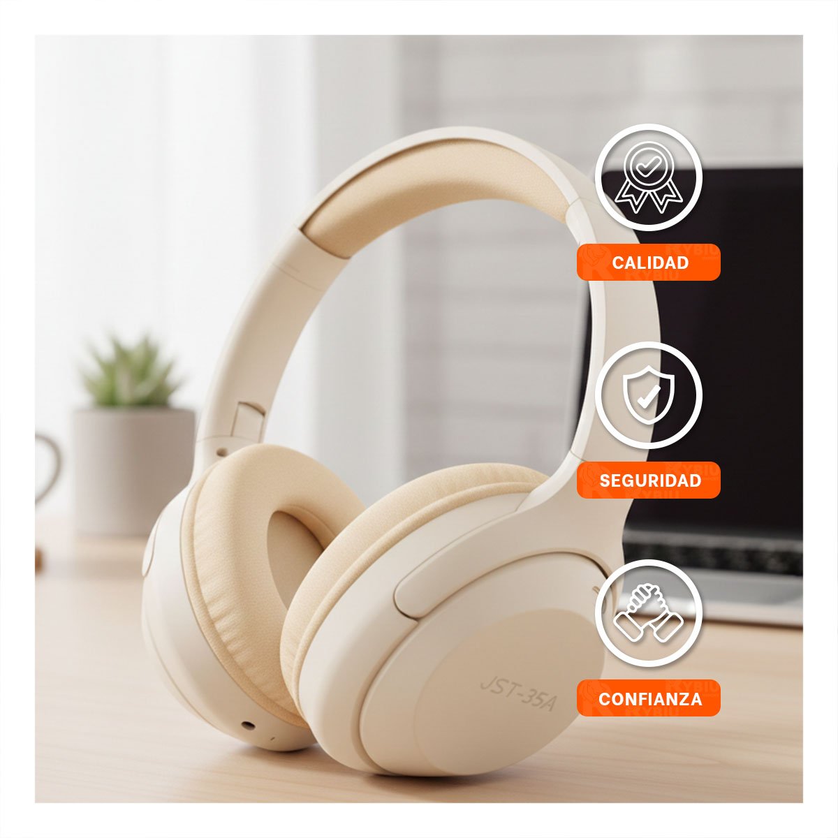 AUDIFONO WIRELESS CAQUI BLUETOOTH COMPACTO SONIDO NITIDO PARA DISPOSITIVOS Y+PAPEL REGALO - 3