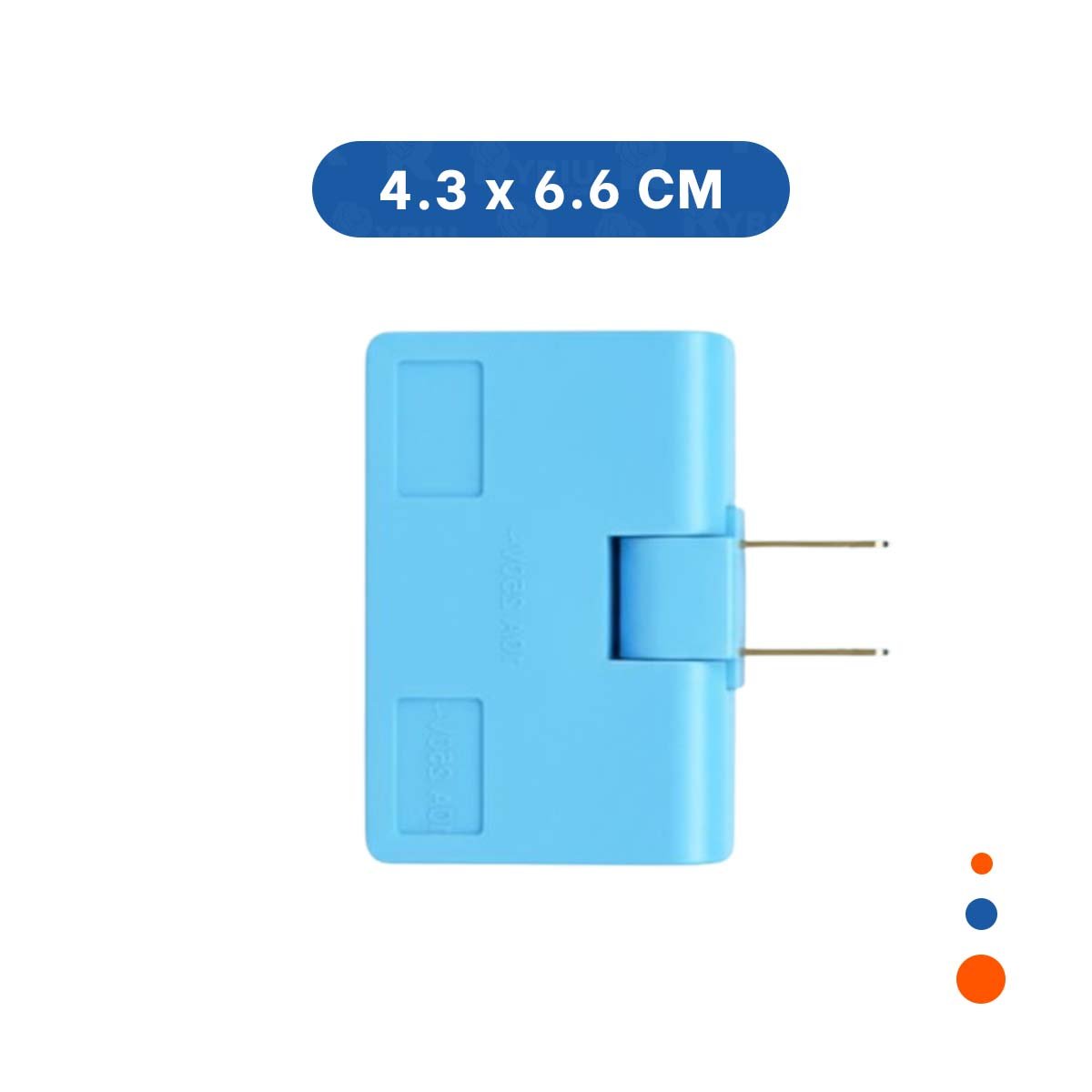 PACK12 MULTIPLICADOR TRIPLE DE ENCHUFE CELESTE COMPACTO 6,6X4,3CM PARA HOGAR Y+PAPEL REGALO - 4