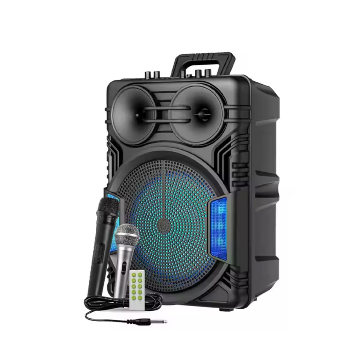 AUDIO RECARGABLE PARA PARLANTE 12 PULGADAS NEGRO CON LLANTAS RECTANGULAR Y+REGALO STICKER - 3
