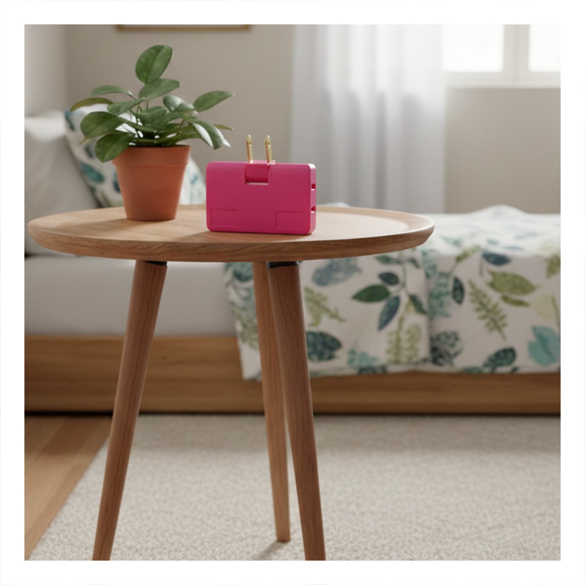 ADAPTADOR TRIPLE DE ENCHUFE FUCSIA PORTATIL 6,6X4,3CM PARA OFICINA Y+LIGAS REGALO - 1