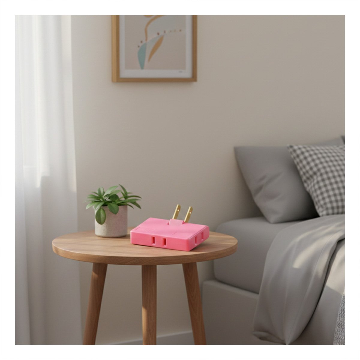 MULTIPLICADOR TRIPLE DE ENCHUFE FUCSIA COMPACTO 6,6X4,3CM PARA OFICINA - 2