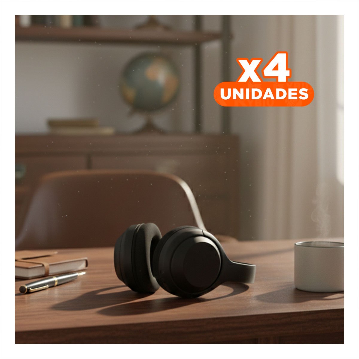 PACK4 HEADSET WIRELESS NEGRO BLUETOOTH PORTATIL AUDIO NITIDO PARA MOVIL - 1