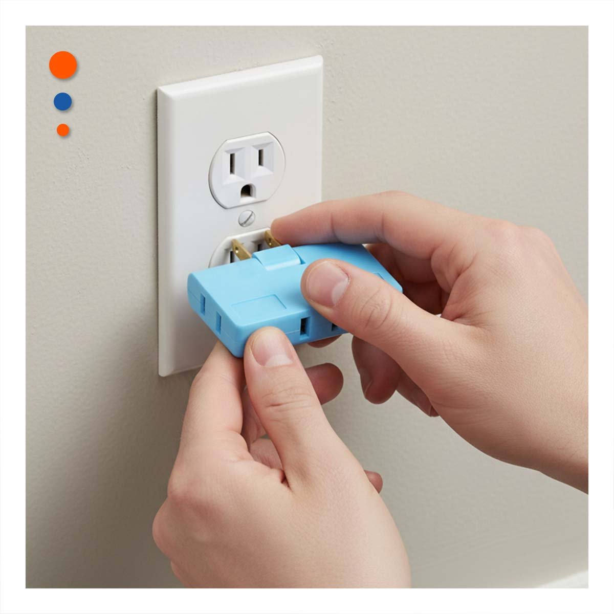 MULTIPLICADOR TRIPLE DE ENCHUFE CELESTE COMPACTO 6,6X4,3CM PARA OFICINA - 1