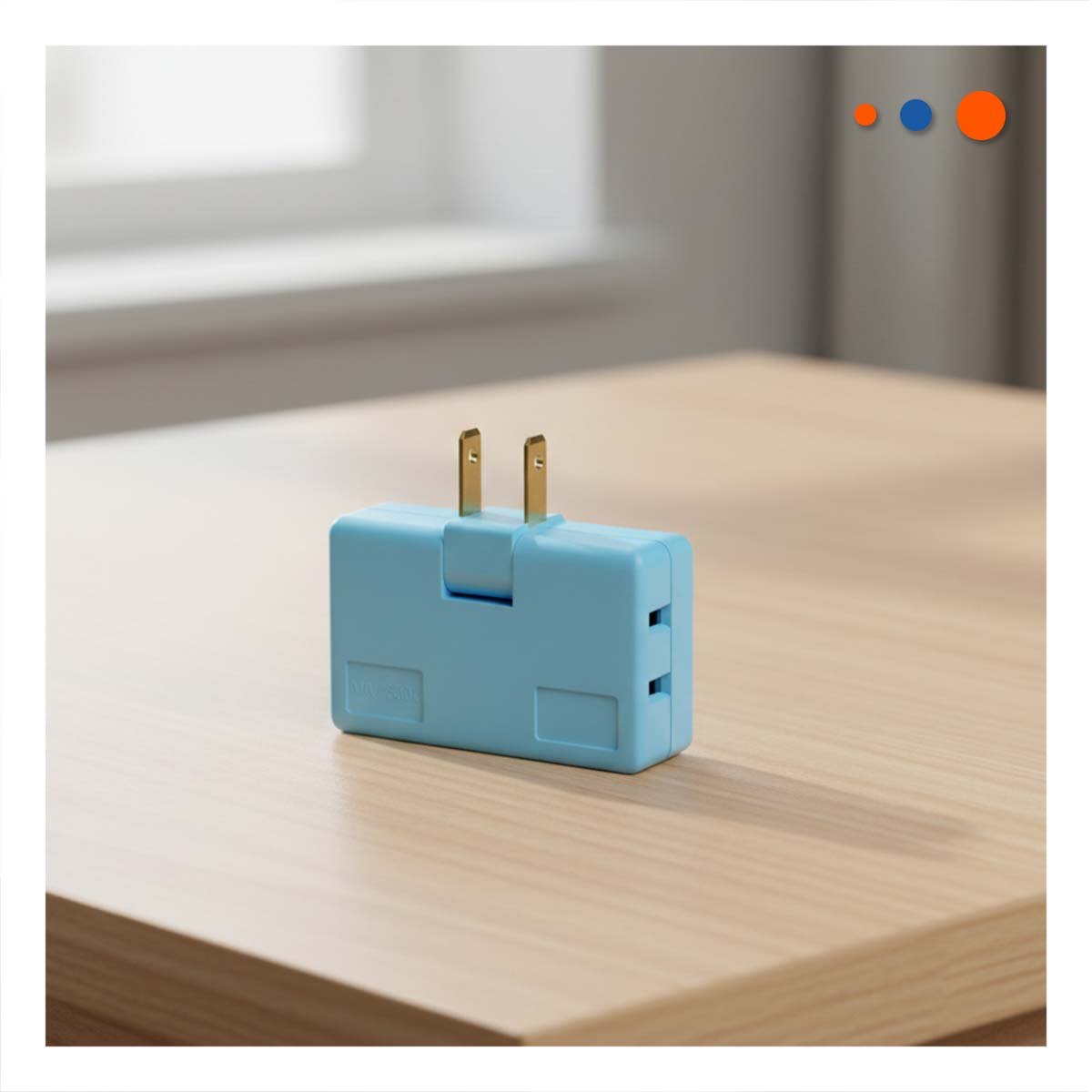 MULTIPLICADOR TRIPLE DE ENCHUFE CELESTE COMPACTO 6,6X4,3CM PARA OFICINA - 2