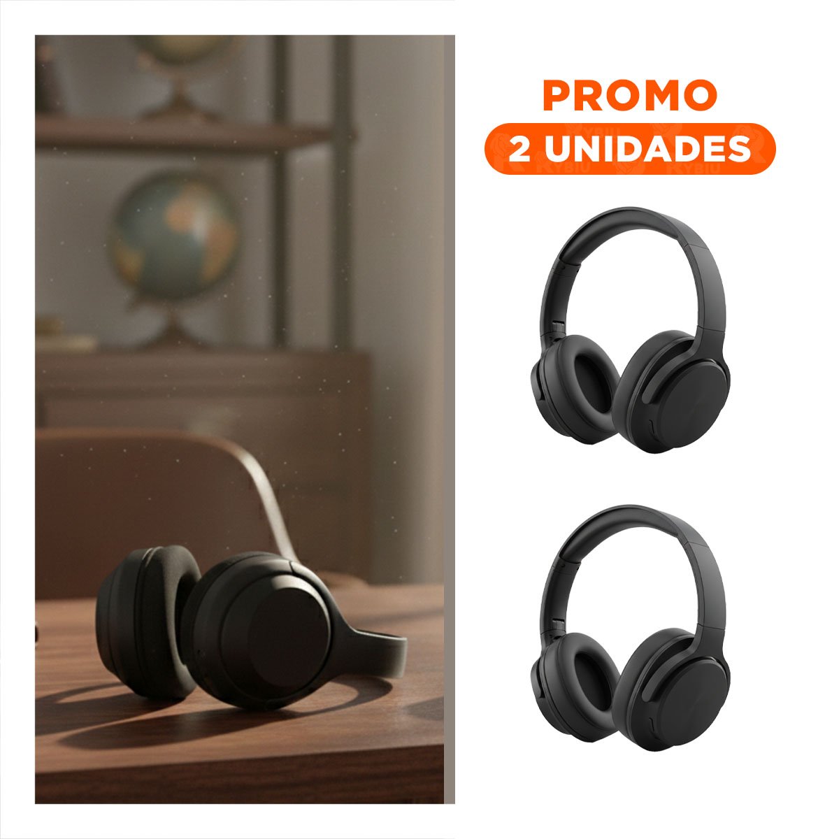 PACK2 AUDIFONOS WIRELESS NEGRO BLUETOOTH COMPACTO SONIDO NITIDO PARA SMARTPHONE - 1