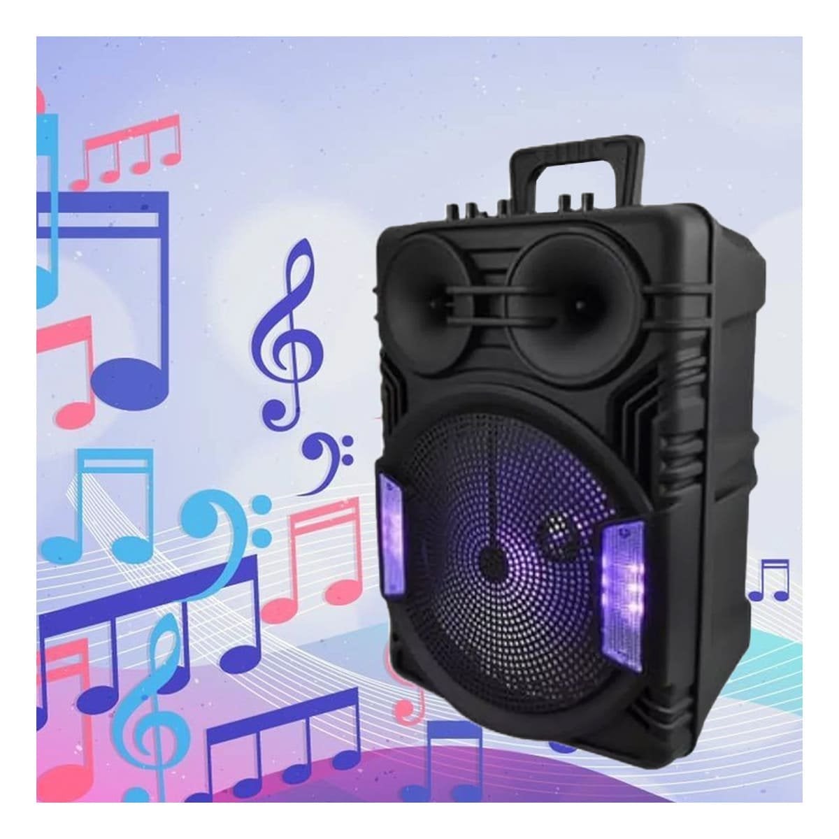 PACK2 COLUMNA PARA PARLANTE 12 PULGADAS NEGRO CON MICROFONO PARA EVENTOS LUCES LATERALES - 2