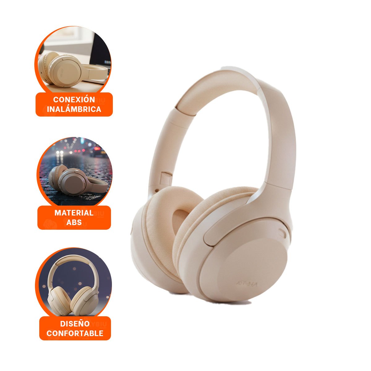 AUDIFONOS WIRELESS CAQUI BLUETOOTH PORTATIL AUDIO CLARO PARA SMARTPHONE - 3