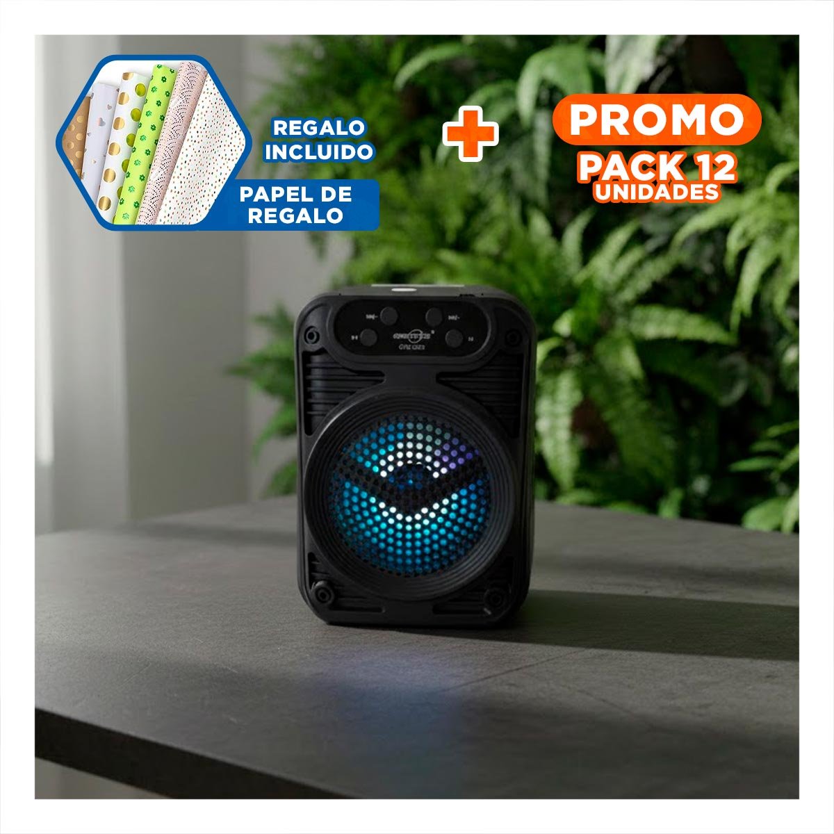 PACK2 COLUMNA RECARGABLE CON PARLANTE 12 PULGADAS NEGRO RECTANGULAR Y+REGALO STICKER - 1