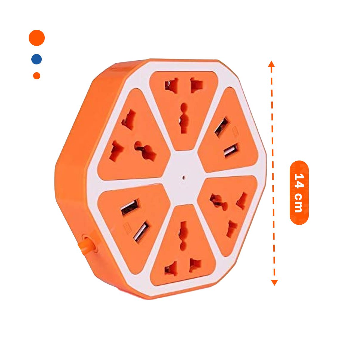 PACK2 ADAPTADOR HEXAGONAL 4 ENCHUFES 4 USB NARANJA PARA CARGAR MOVIL Y+PAPEL REGALO - 4