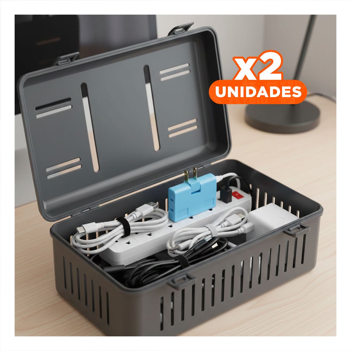 PACK2 EXTENSOR TRIPLE DE ENCHUFE CELESTE PRACTICO 6,6X4,3CM PARA USO DIARIO Y+REGALO STICKER - 1