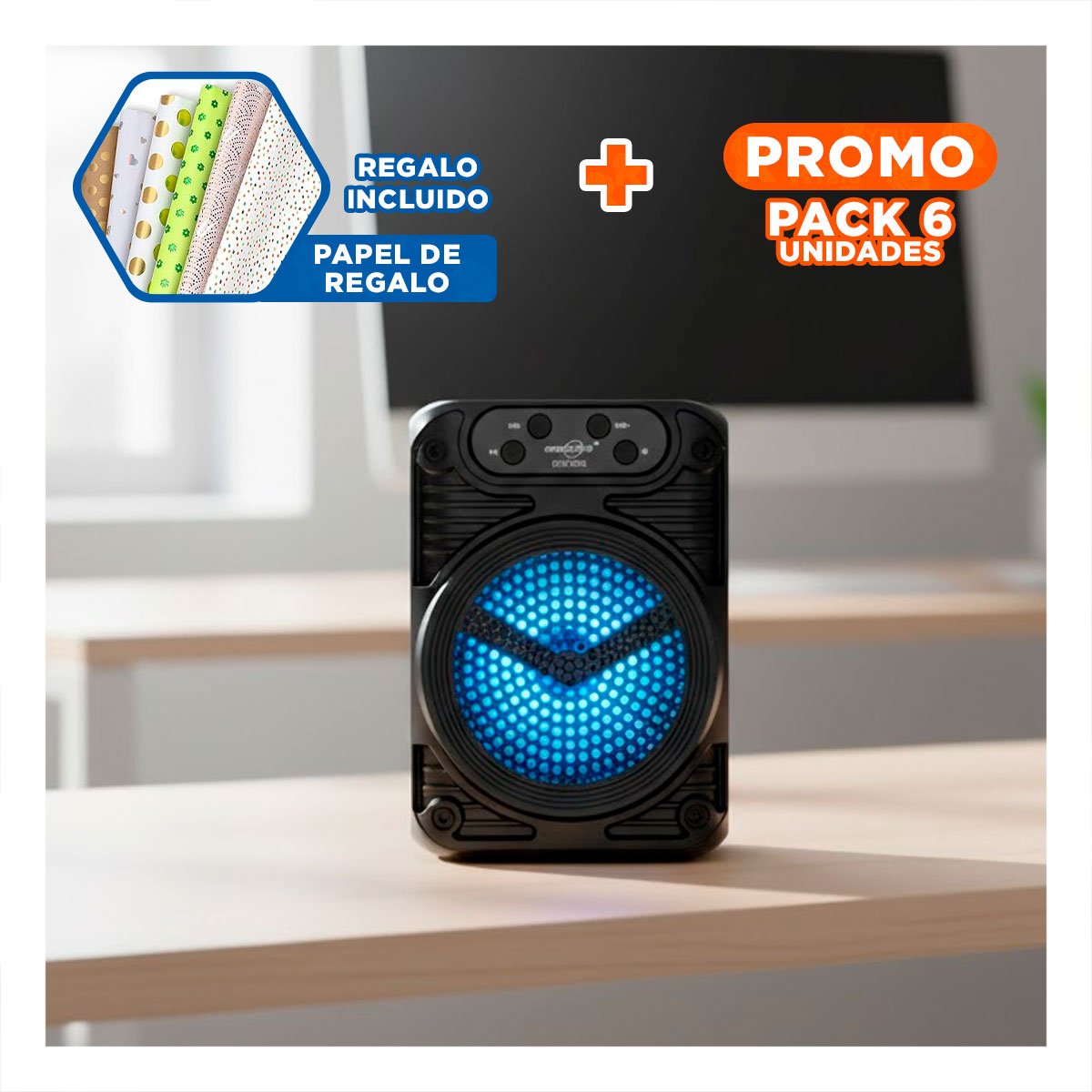 PACK2 COLUMNA RECARGABLE CON PARLANTE 12 PULGADAS NEGRO RECTANGULAR Y+REGALO STICKER - 1