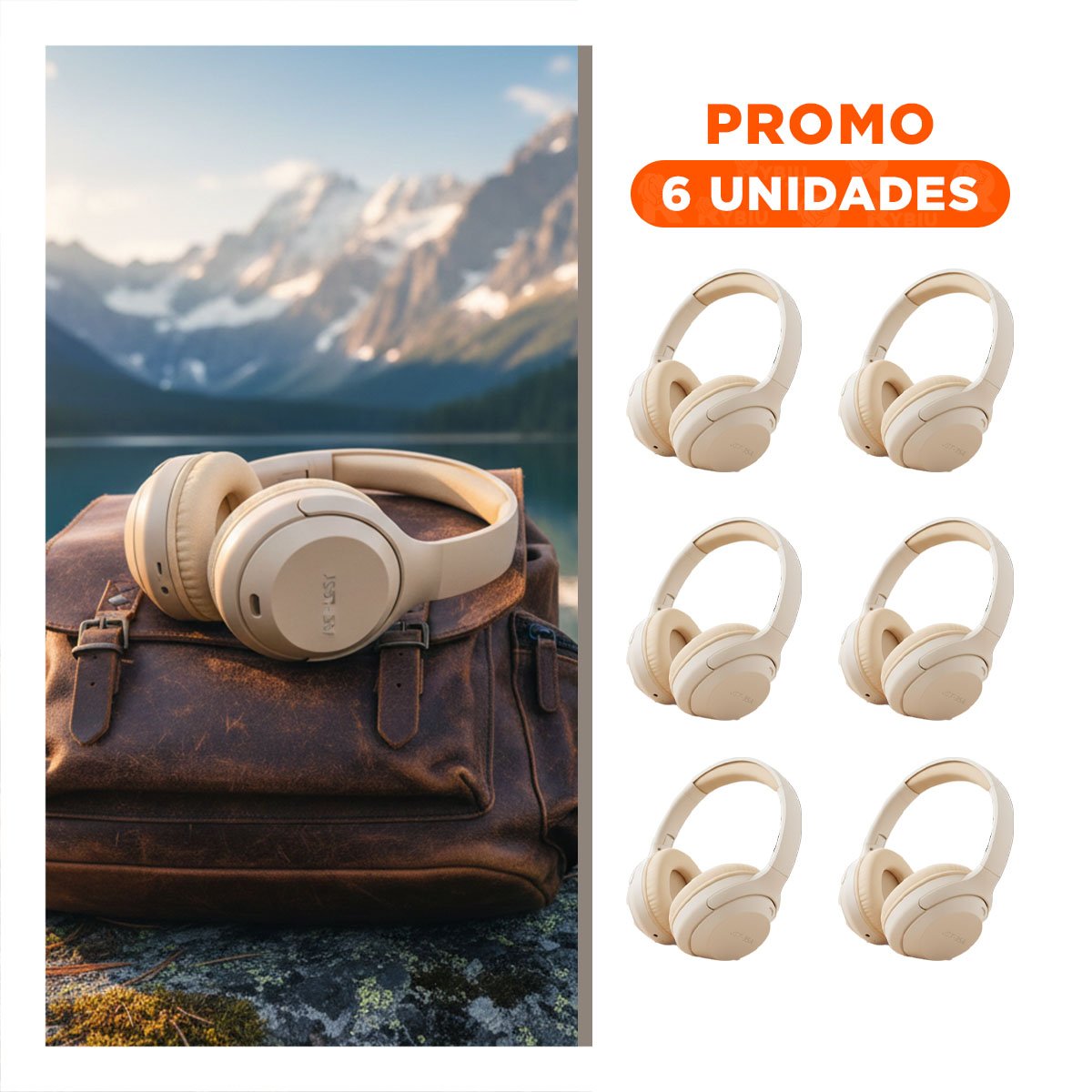 PACK6 AUDIFONO WIRELESS CAQUI BLUETOOTH COMPACTO AUDIO ESTABLE PARA CELULAR - 1