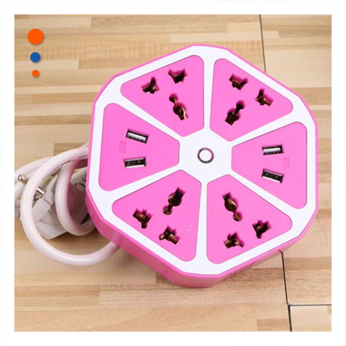 PACK4 EXTENSION HEXAGONAL 4 TOMAS 4 USB MORADO PARA ESPACIO DE TRABAJO - 2