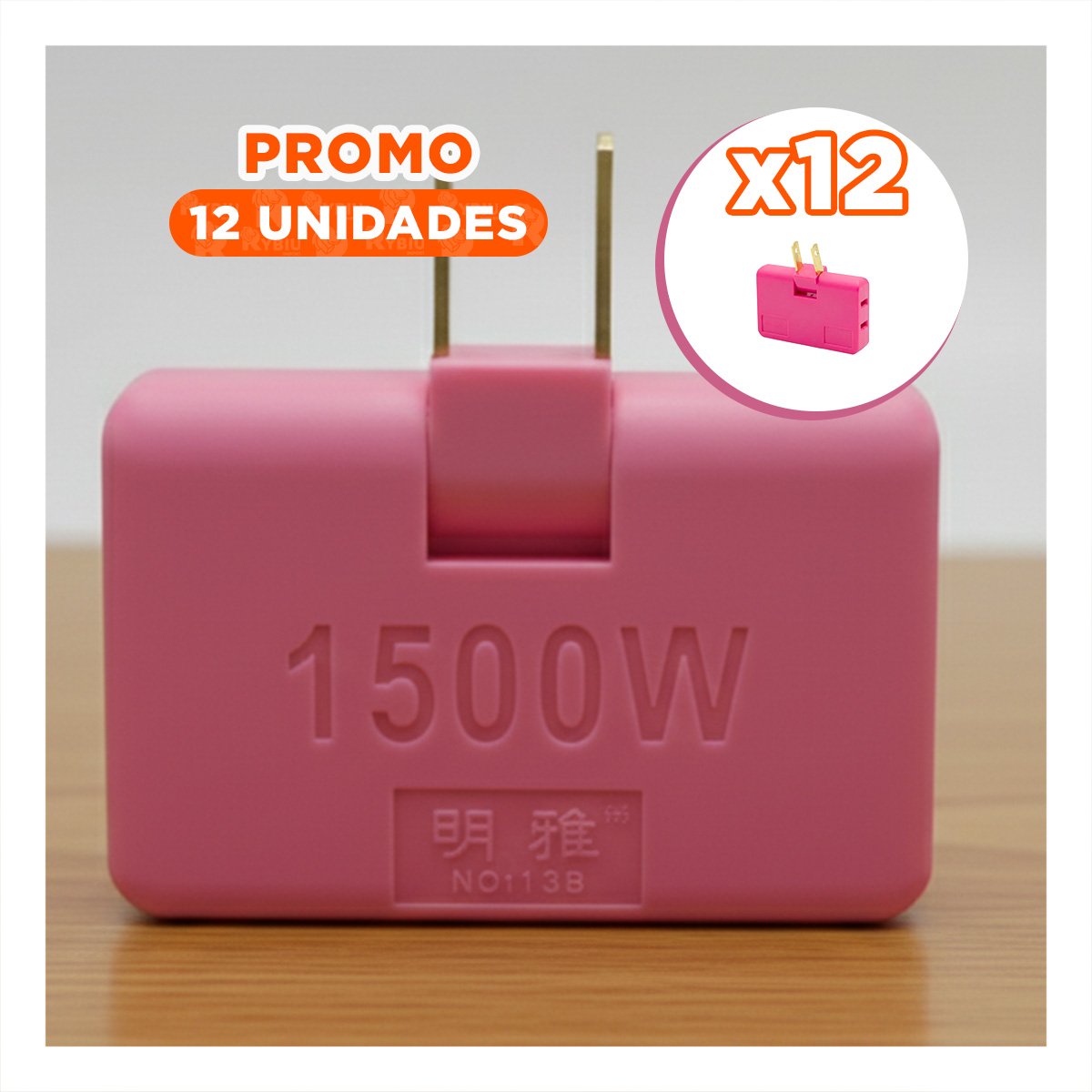 PACK12 CONECTOR TRIPLE DE ENCHUFE FUCSIA PORTATIL 6,6X4,3CM PARA USO DIARIO - 1