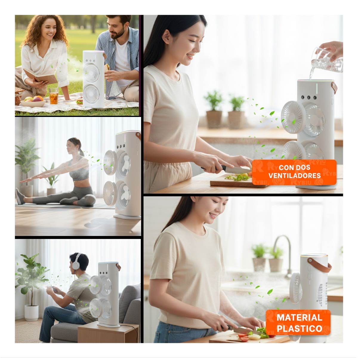 CLIMATIZADOR PARA AIRE DE HABITACION CON 2 VENTILADORES VERTICAL BLANCO Y+LIGAS REGALO - 5
