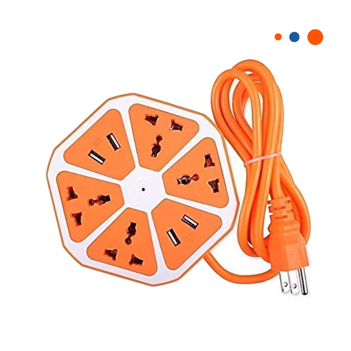 PACK4 REGLETA HEXAGONAL 4 PUERTOS 4 USB NARANJA PARA CONECTAR EQUIPOS EN OFICINA Y+PAPEL REGALO - 3
