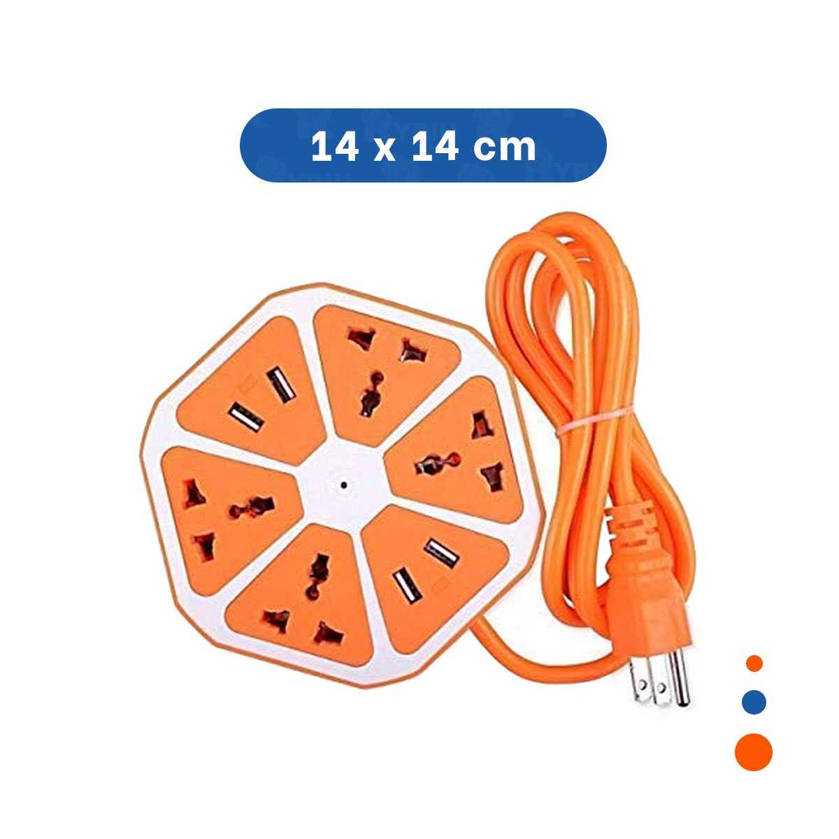 PACK4 REGLETA HEXAGONAL 4 PUERTOS 4 USB NARANJA PARA CONECTAR EQUIPOS EN OFICINA Y+PAPEL REGALO - 4