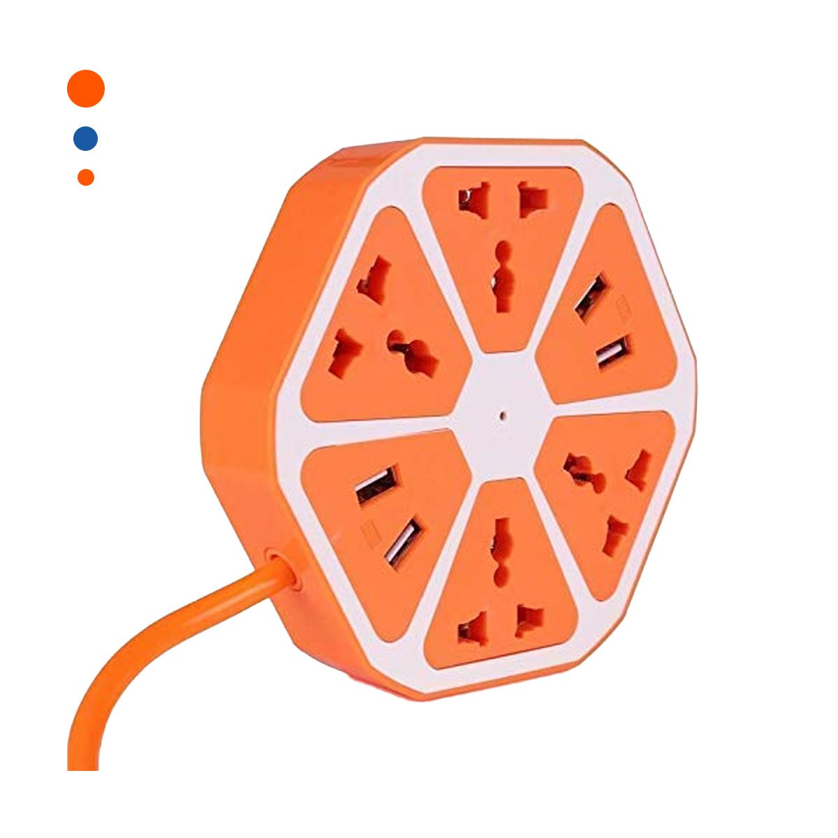 PACK12 ADAPTADOR HEXAGONAL 4 TOMAS 4 USB NARANJA PARA GESTIONAR ENERGIA Y+REGALO STICKER - 2