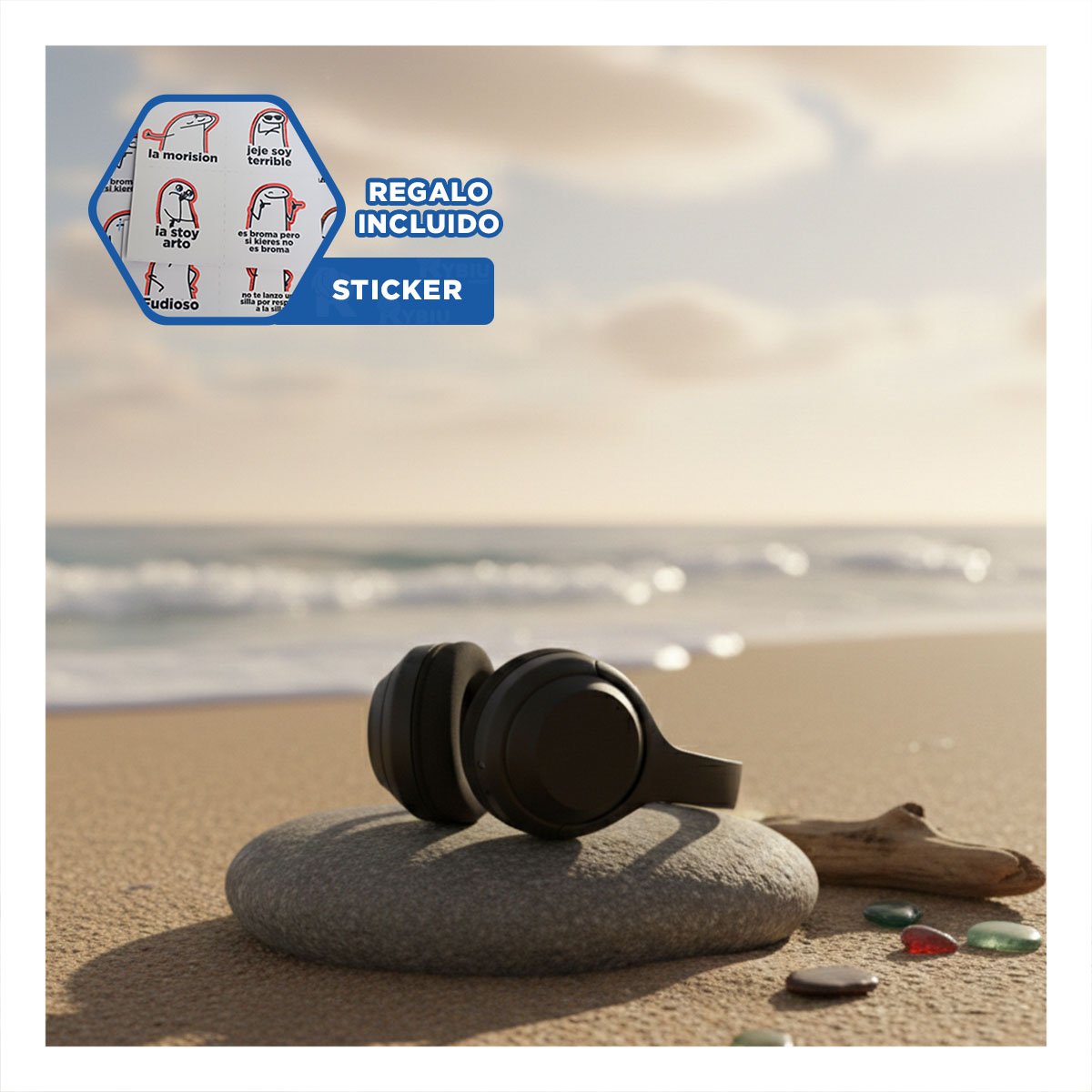 AURICULAR WIRELESS NEGRO BLUETOOTH PORTATIL AUDIO NITIDO PARA DISPOSITIVOS Y+REGALO STICKER - 1