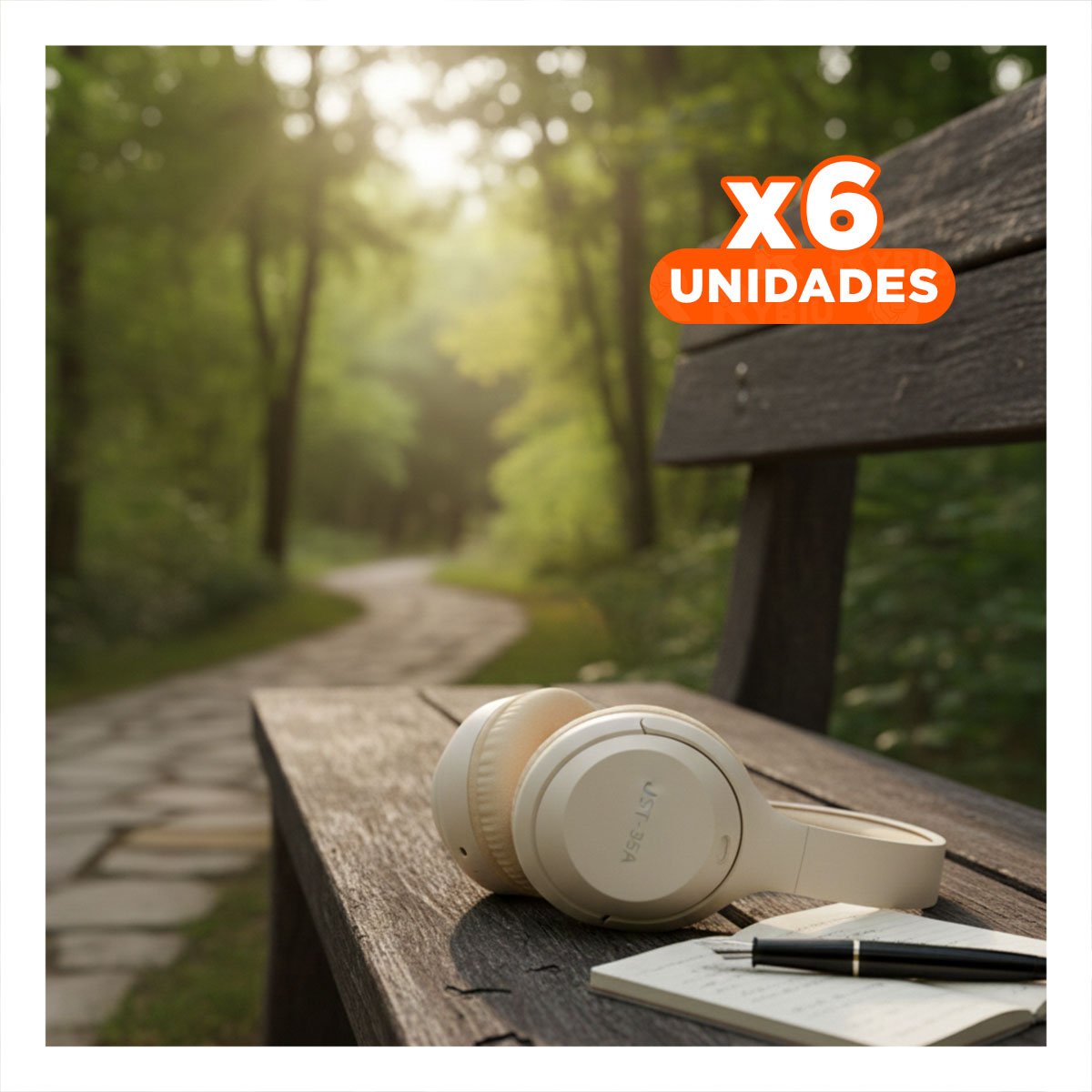 PACK6 HEADSET WIRELESS CAQUI BLUETOOTH COMPACTO AUDIO NITIDO PARA SMARTPHONE Y+REGALO STICKER - 1