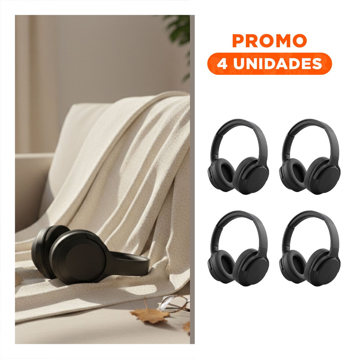 PACK4 AUDIFONOS WIRELESS NEGRO BLUETOOTH PORTATIL AUDIO ESTABLE Y+REGALO STICKER - 1