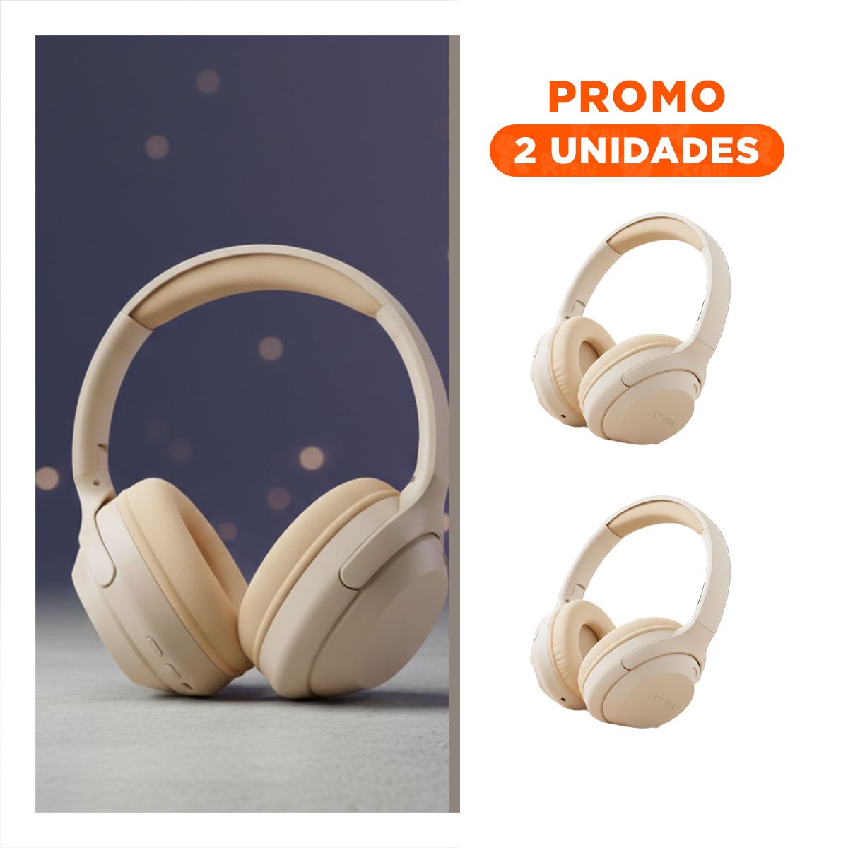 PACK2 AUDIFONOS WIRELESS CAQUI BLUETOOTH COMPACTO SONIDO ESTABLE PARA MOVIL - 1