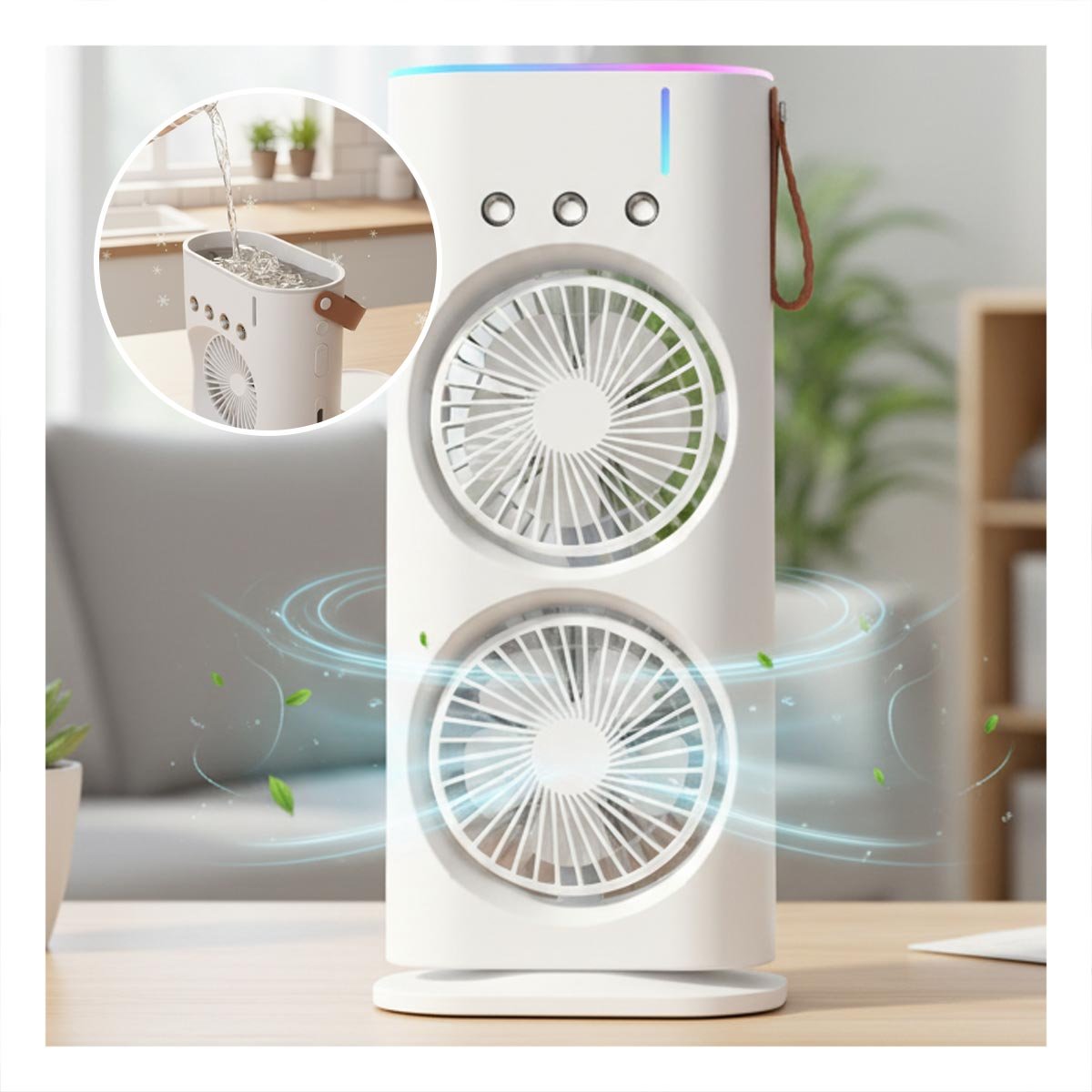HUMIDIFICADOR PARA AIRE INTERIOR VERTICAL CON 2 VENTILADORES BLANCO Y+REGALO STICKER - 5