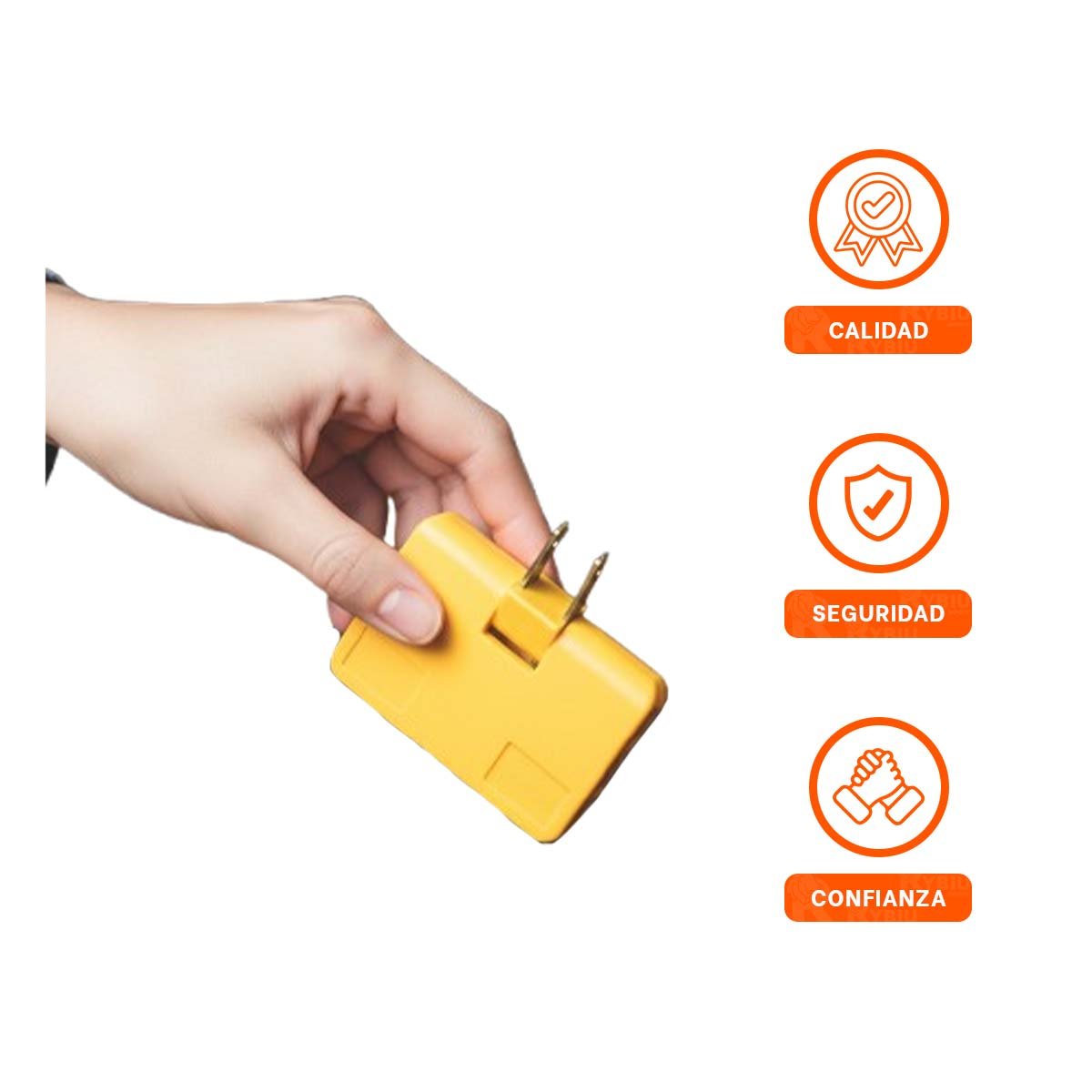 PACK6 ADAPTADOR TRIPLE DE ENCHUFE NARANJA COMPACTO 6,6X4,3CM PARA DISPOSITIVOS Y+REGALO STICKER - 2