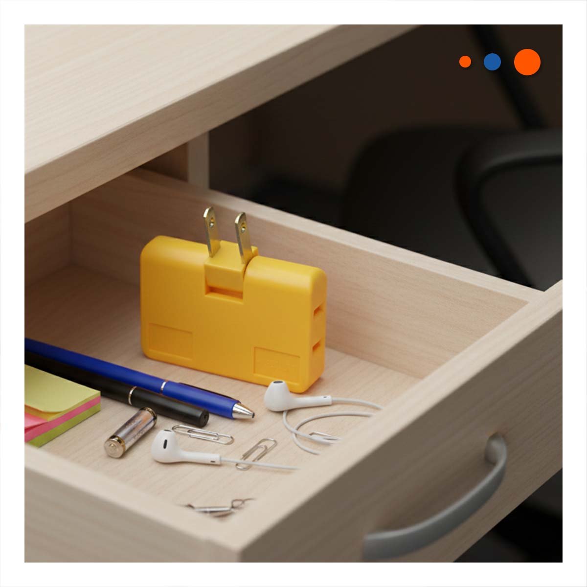 PACK6 ADAPTADOR TRIPLE DE ENCHUFE NARANJA COMPACTO 6,6X4,3CM PARA DISPOSITIVOS Y+REGALO STICKER - 5
