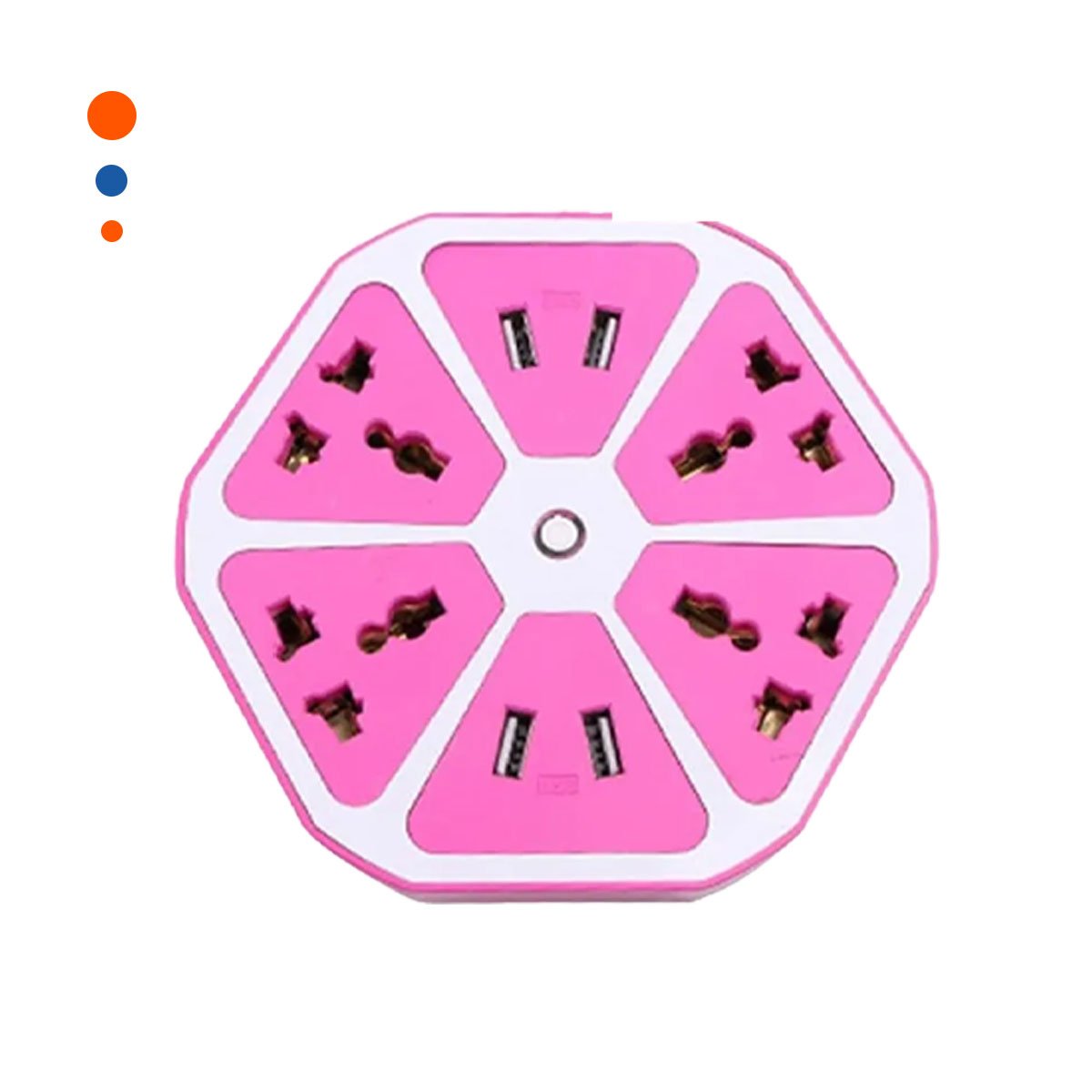 PACK2 CONECTOR HEXAGONAL 4 SALIDAS 4 USB MORADO PARA DISTRIBUCION DE ENERGIA Y+REGALO STICKER - 2