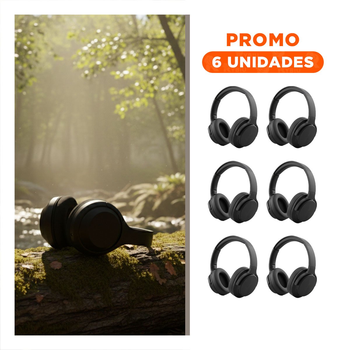 PACK6 AUDIFONO WIRELESS NEGRO BLUETOOTH COMPACTO SONIDO NITIDO PARA MOVIL - 1