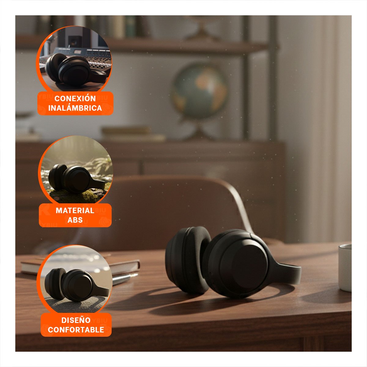 PACK6 AUDIFONO WIRELESS NEGRO BLUETOOTH COMPACTO SONIDO NITIDO PARA MOVIL - 5