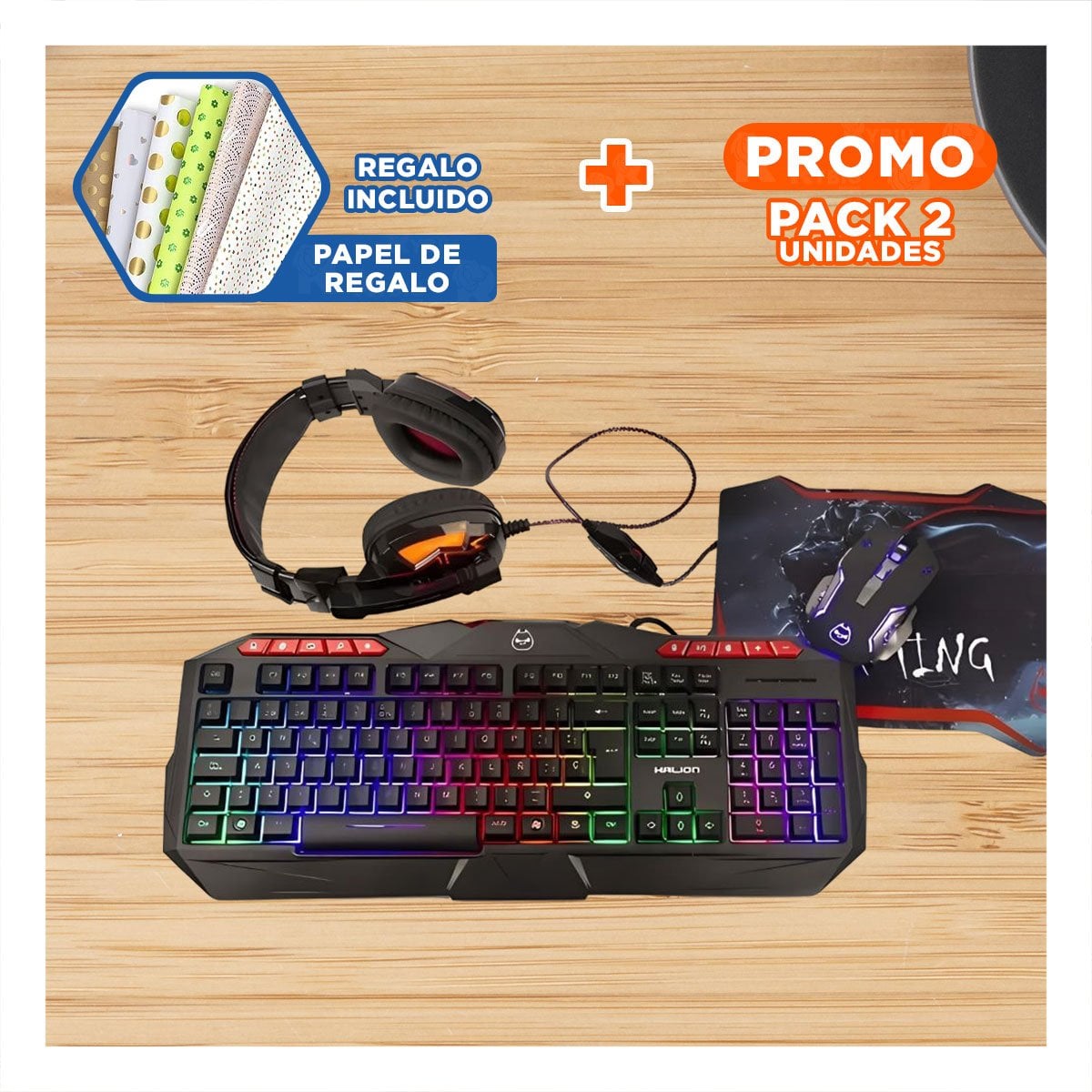 PACK2 RATON INALAMBRICO NEGRO CON SISTEMA PRECISO Y ALTA VELOCIDAD CONFIABLE Y+PAPEL REGALO - 1