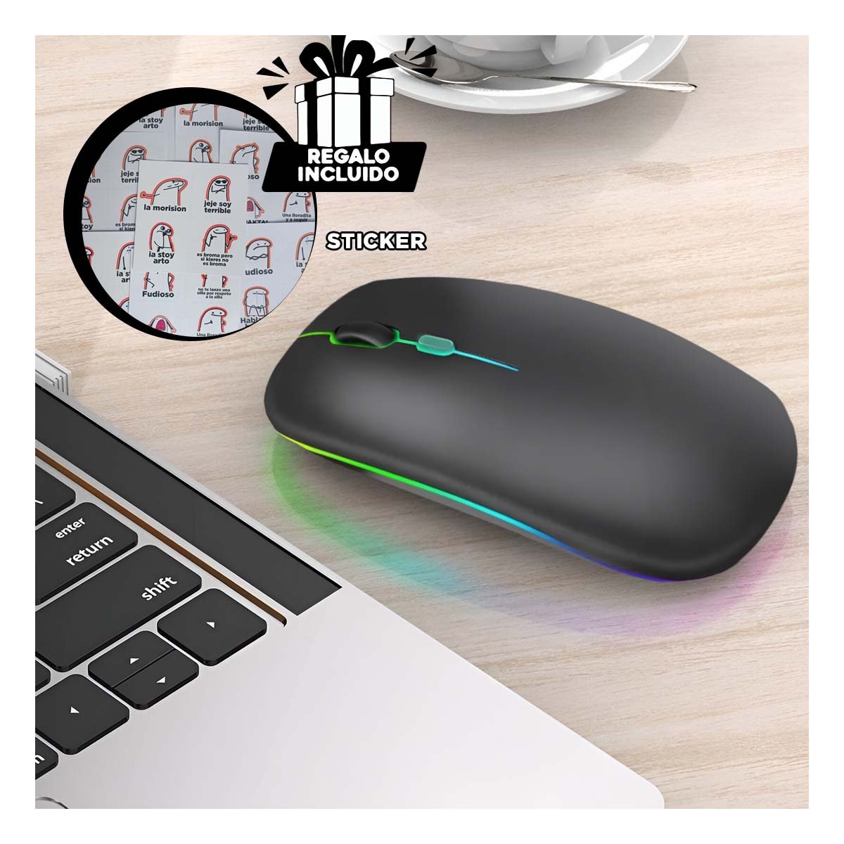 DISPOSITIVO NEGRO CON CONEXION RAPIDA INALAMBRICO Y SENSOR POTENTE ESTABLE Y+REGALO STICKER - 1