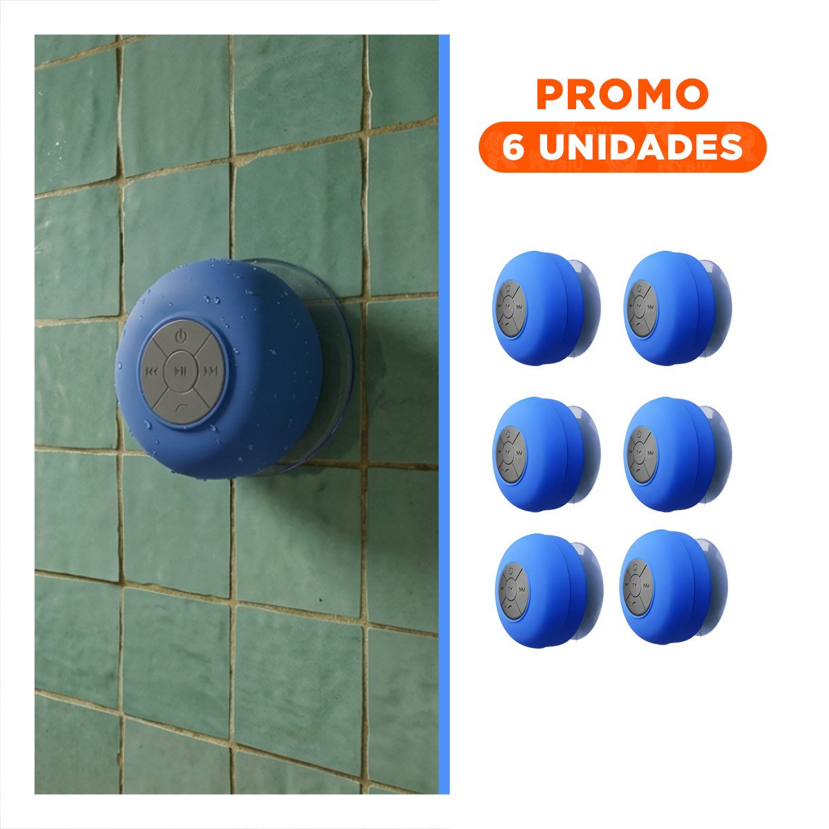 PACK6 DISPOSITIVO AZUL IMPERMEABLE CON CONEXION BLUETOOTH PARA REPRODUCIR AUDIO - 1