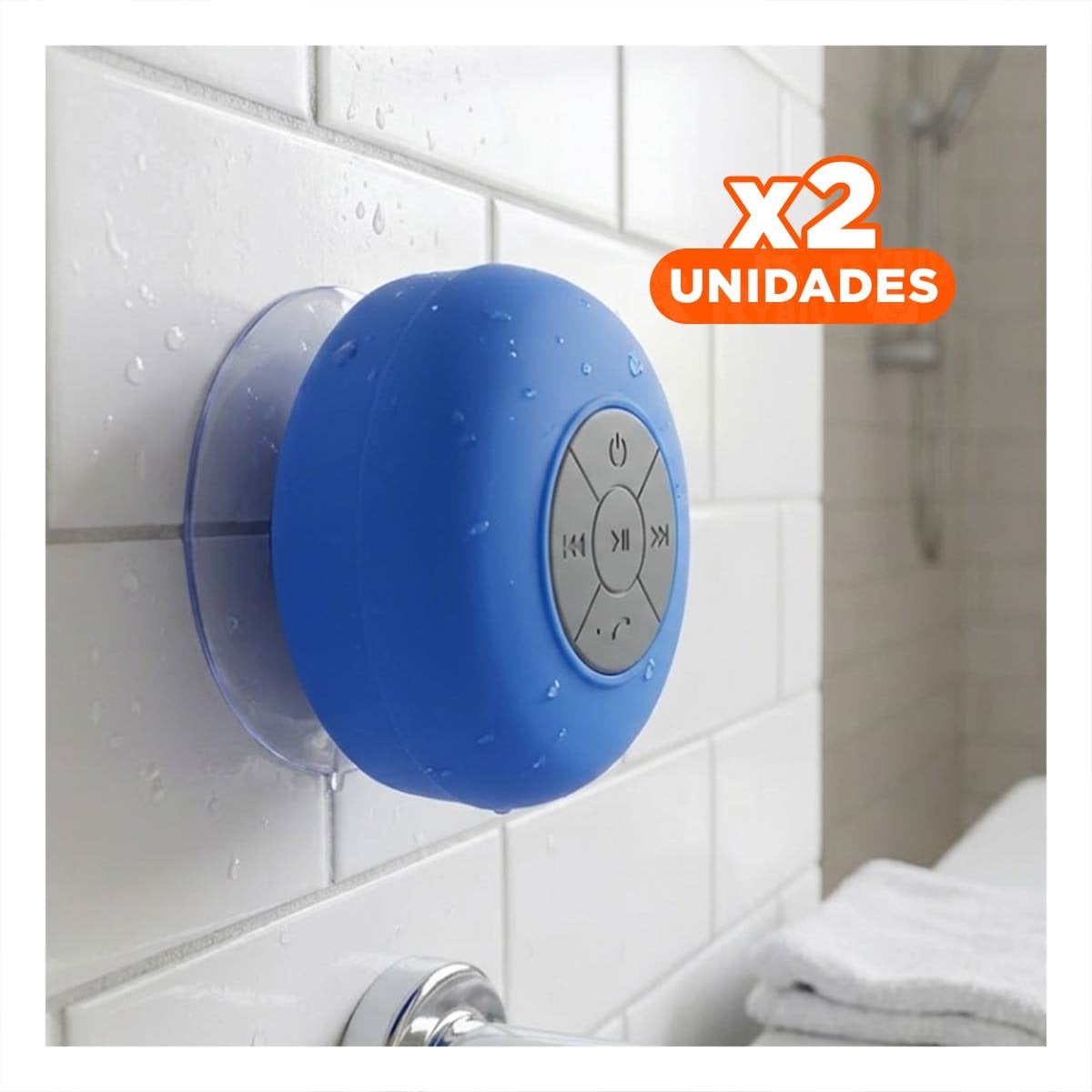 PACK2 ALTAVOZ AZUL PARA BANO CON REPRODUCCION INALAMBRICA Y SONIDO ESTABLE Y+REGALO STICKER - 1