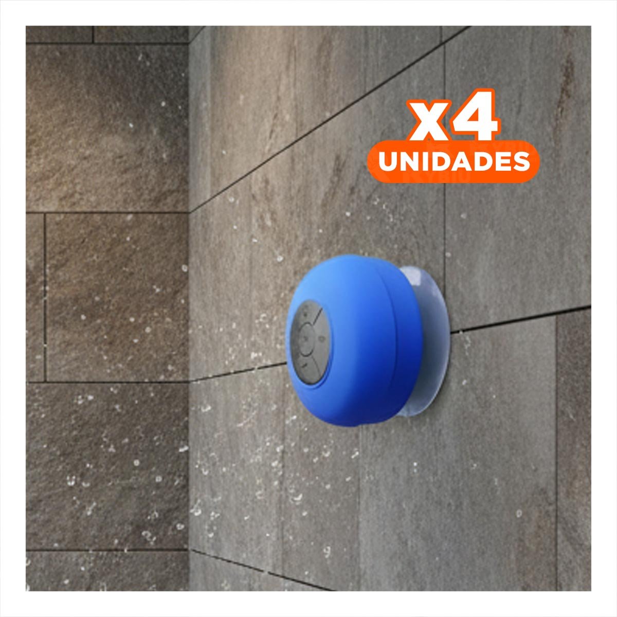 PACK4 BOCINA AZUL CON TECNOLOGIA BLUETOOTH Y DISENO PORTATIL PARA DUCHA - 1