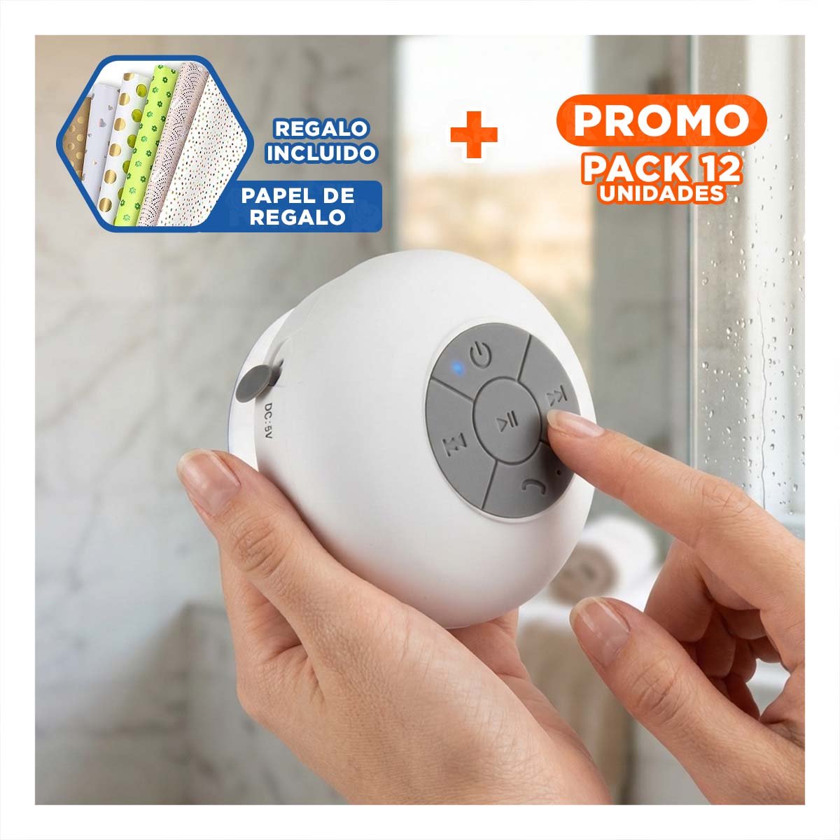 PACK12 SISTEMA BLANCO CON CONEXION BLUETOOTH PARA AMBIENTE MUSICAL EN HOGAR Y+PAPEL REGALO - 1
