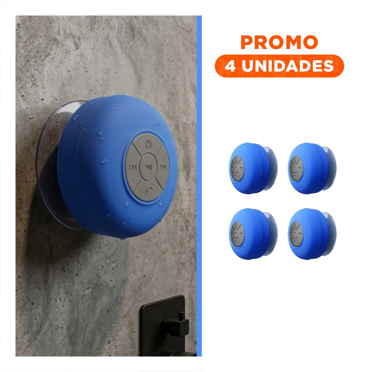 PACK4 SISTEMA AZUL CON TECNOLOGIA INALAMBRICA PARA MUSICA EN EL BANO Y+REGALO STICKER - 1