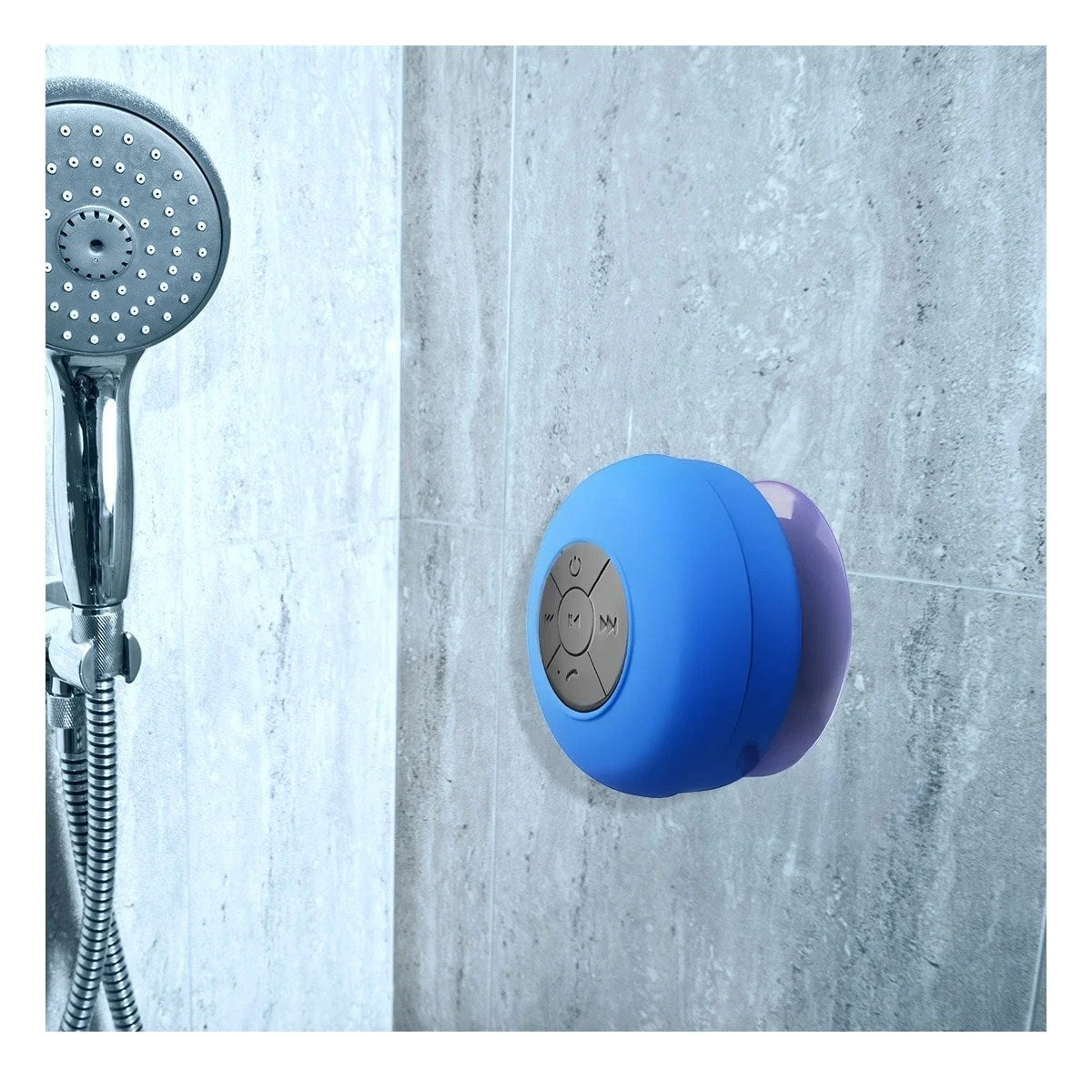 PACK2 PARLANTE AZUL IMPERMEABLE CON CONEXION BLUETOOTH PARA MUSICA EN EL BANO Y+PAPEL REGALO - 2