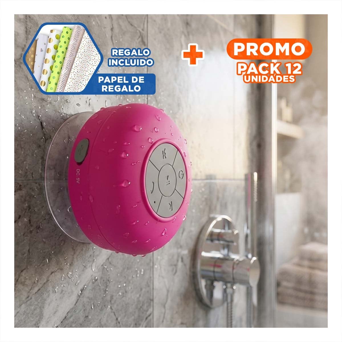 PACK12 SISTEMA ROSADO CON TECNOLOGIA BLUETOOTH PARA REPRODUCCION DE AUDIO Y+PAPEL REGALO - 1