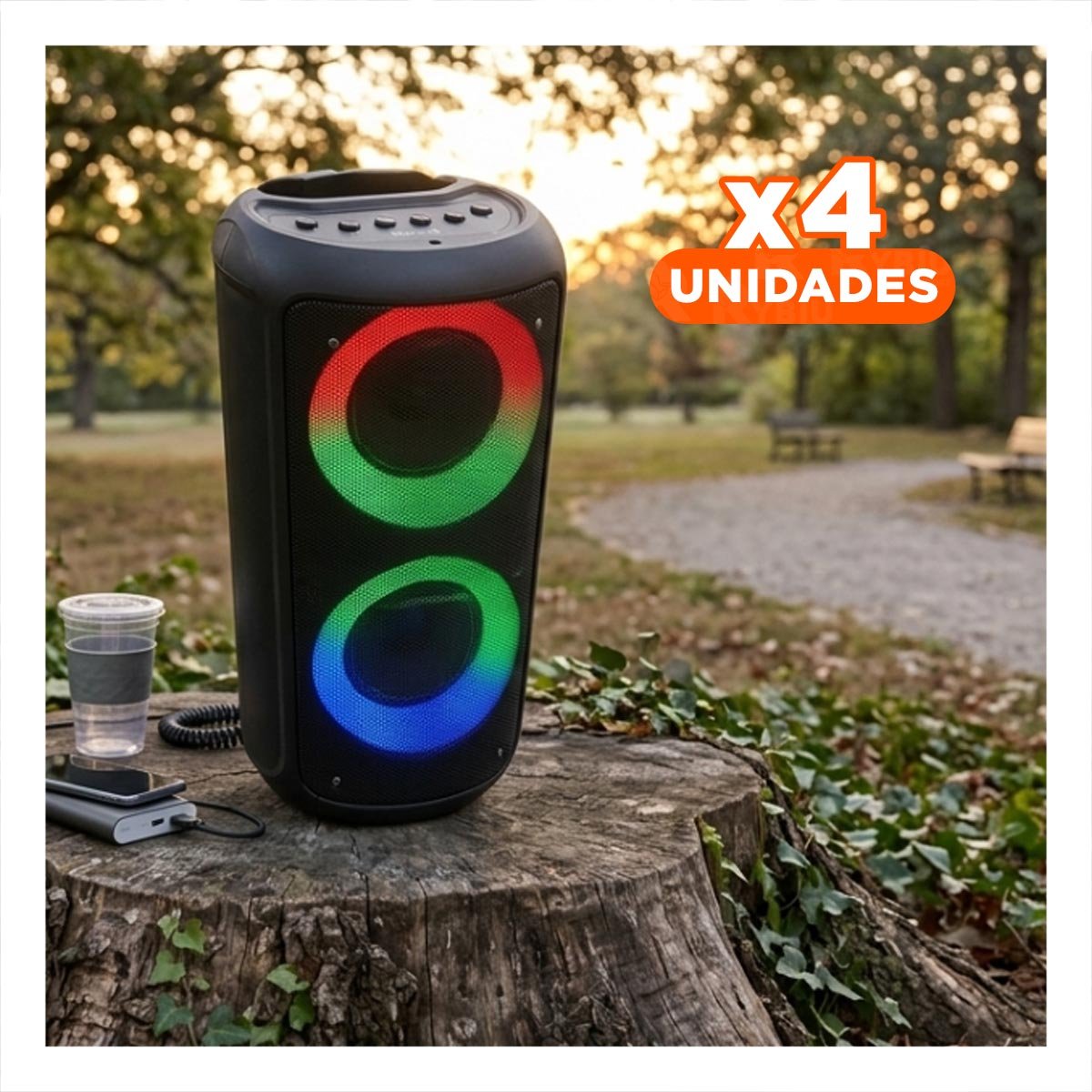 PACK4 ALTAVOZ PORTATIL NEGRO CON CONEXION INALAMBRICA PARA MUSICA EN EXTERIORES - 1