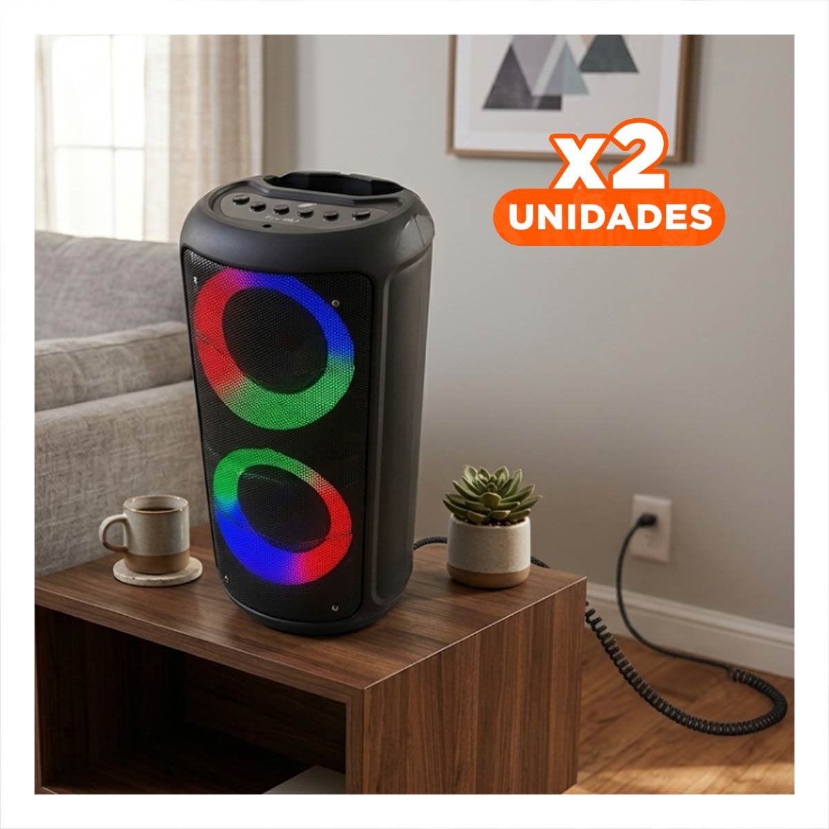 PACK2 PARLANTE COMPACTO NEGRO CON TECNOLOGIA BLUETOOTH PARA SONIDO CLARO Y+REGALO STICKER - 1