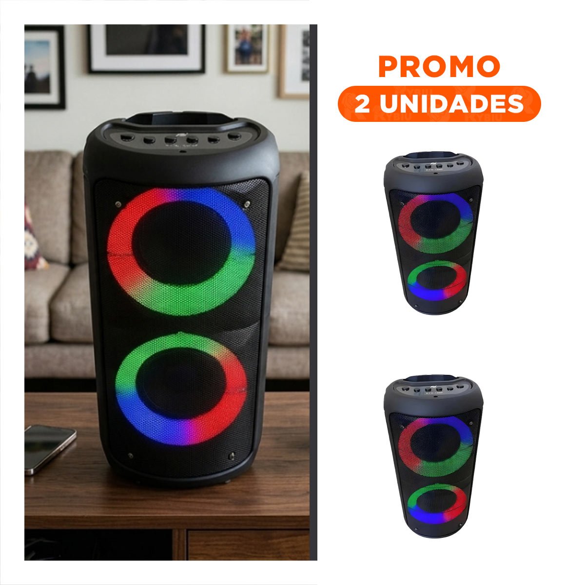 PACK2 SISTEMA PORTATIL DE SONIDO NEGRO CON CONEXION BLUETOOTH PARA AMBIENTE MUSICAL - 1