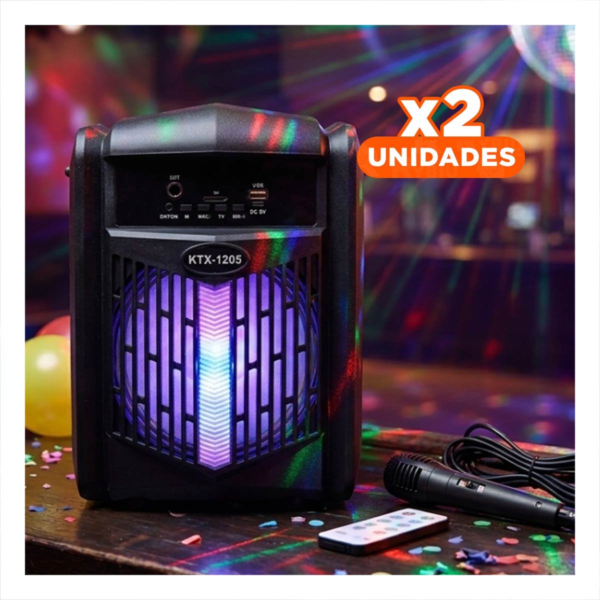 PACK2 EQUIPO DE SONIDO CON MICROFONO NEGRO PARA EVENTOS EN CASA CON AUDIO Y+REGALO STICKER - 1
