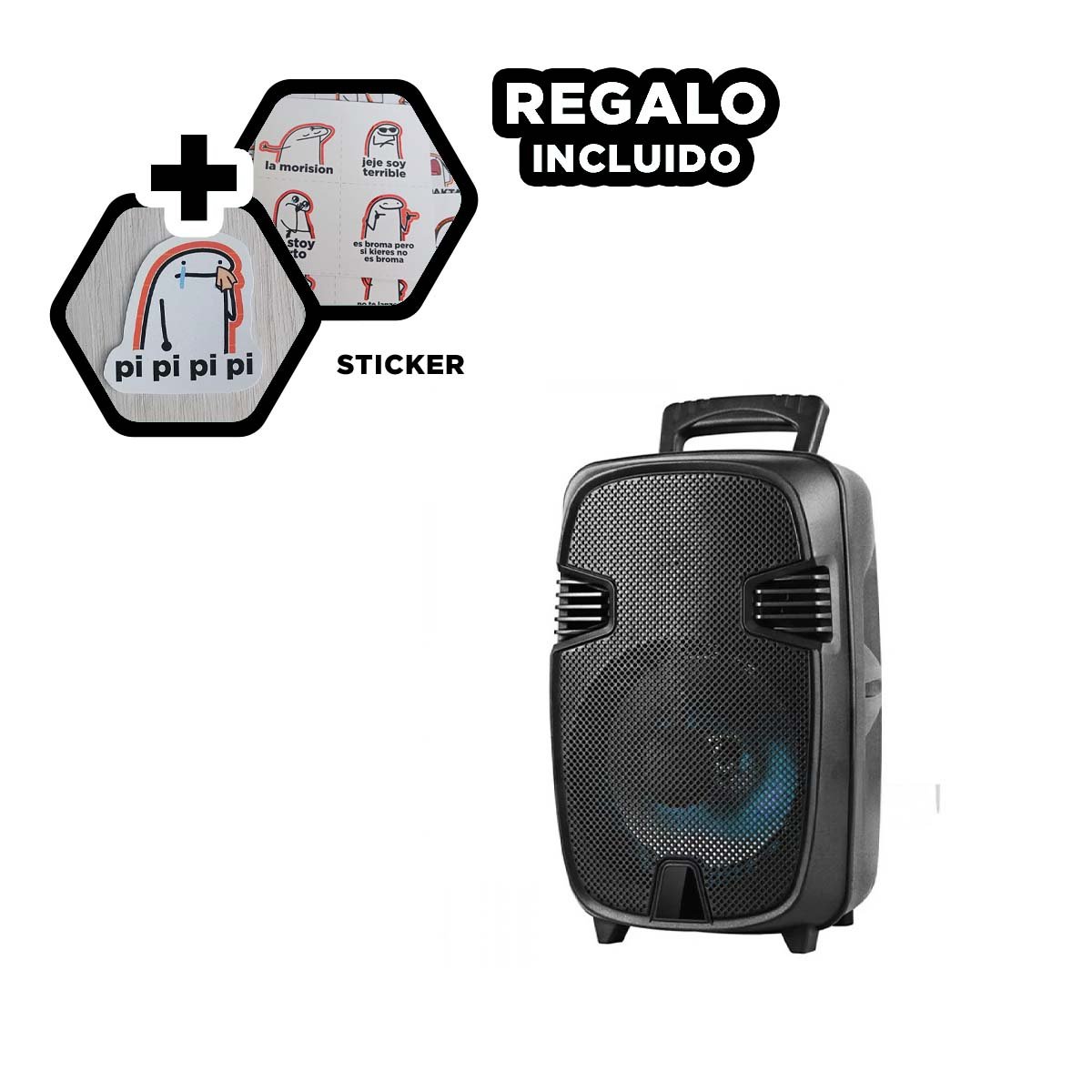 ALTOPARLANTE CON MICROFONO NEGRO CON SONIDO ENVOLVENTE PARA MUSICA Y+REGALO STICKER - 1